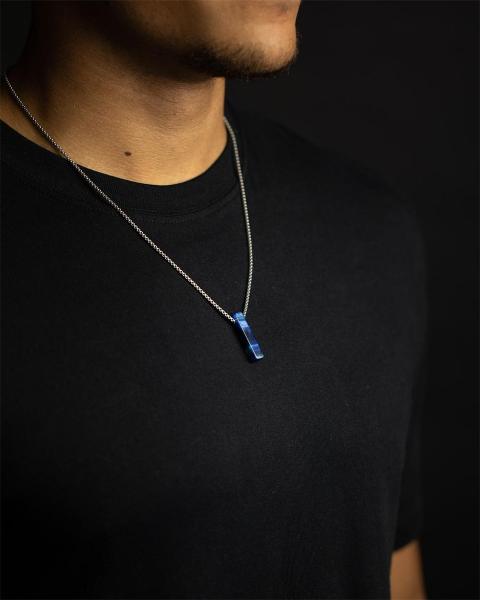 Halskette aus Edelstahl mit blauem Tigerauge-Stein - Tantum Dark Blue